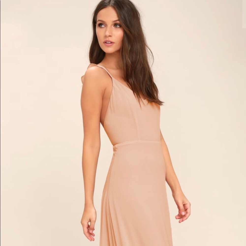 Lulu blush bridesmaids dress